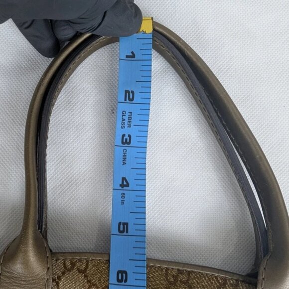 Auth Gucci GG Lurex Heart Bit Canvas Handbag Brown/Bronze Made in Italy - Picture 12 of 13